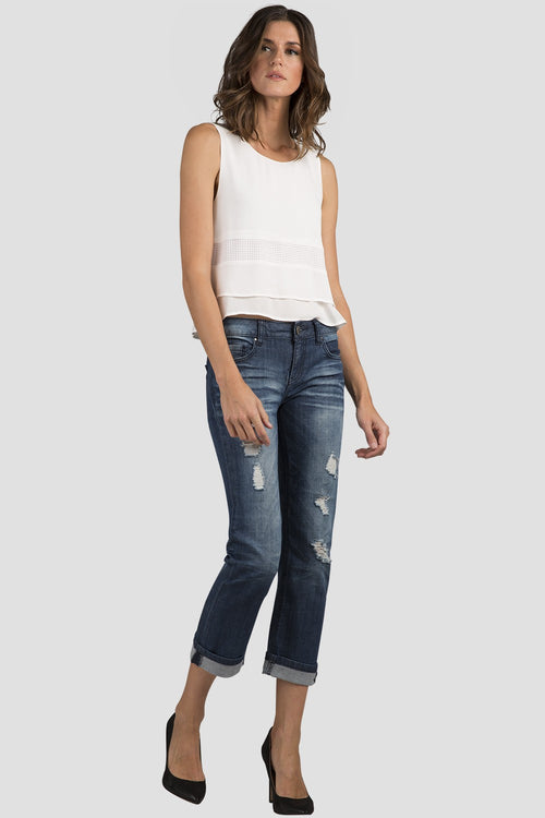 White Chiffon Sleeveless Top