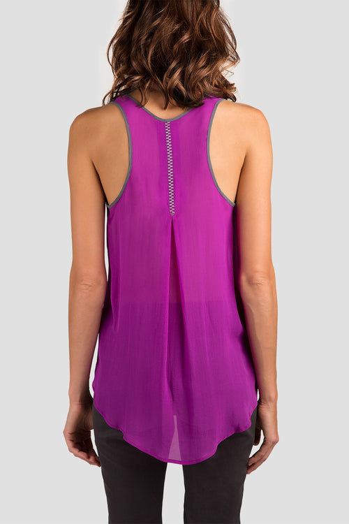 Women Purple Silk Tank Top