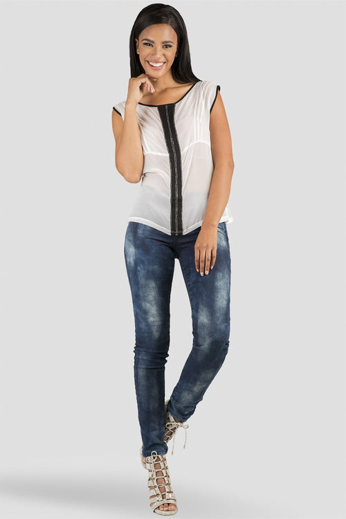 Bleached Denim Skinny Jeans