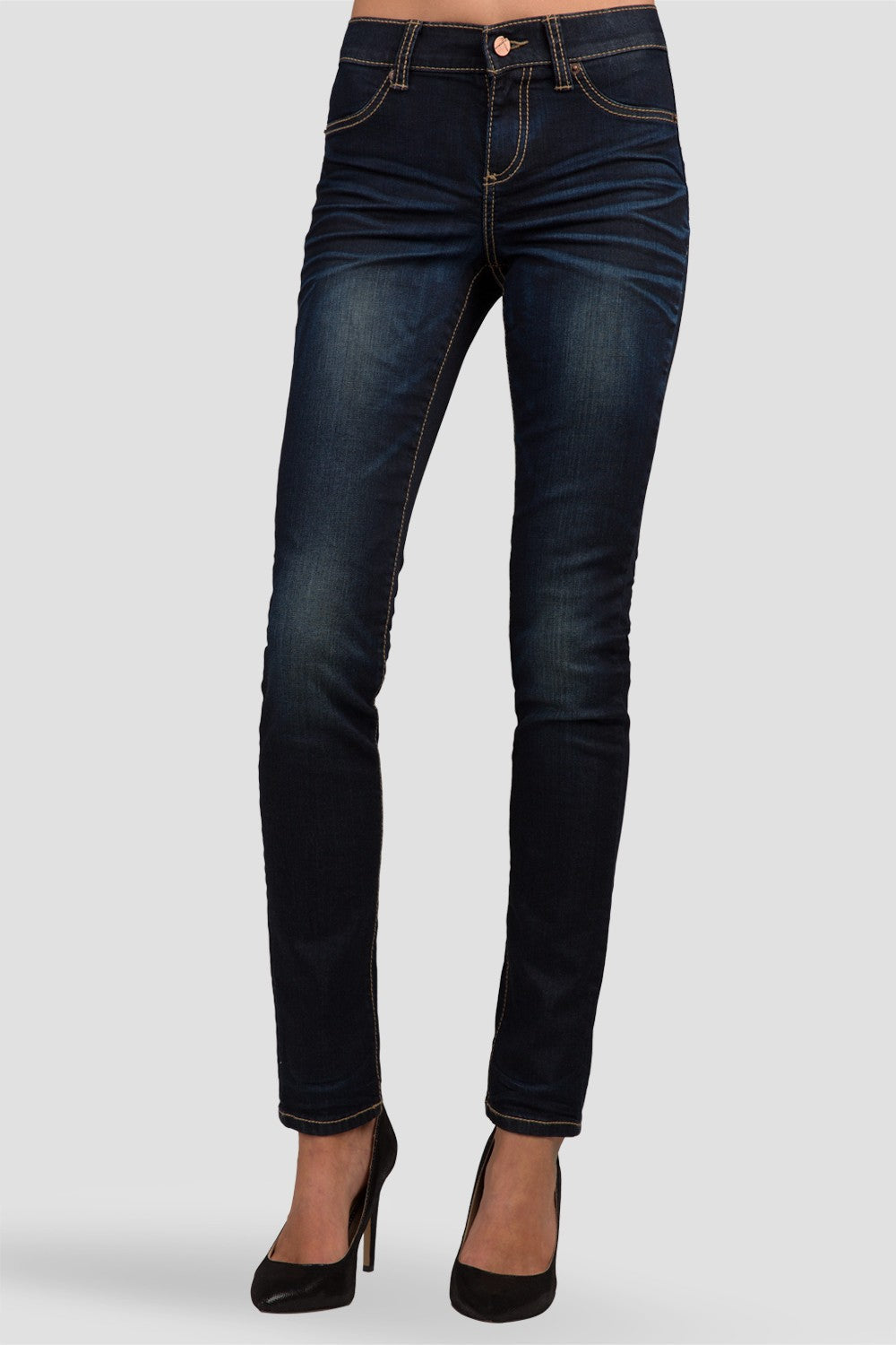 Women's Parker Dark Denim Whisker Pattern Skinny Jeans - Standards