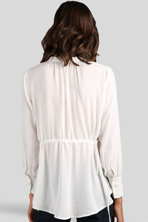 Women White Chiffon Sheer Blouse