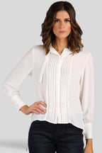 Women White Chiffon Sheer Blouse