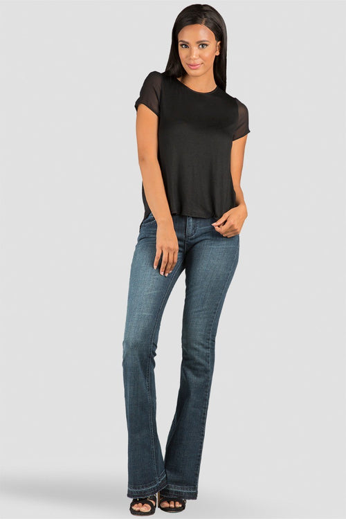 Uptown Blue Scatter Linear Stretch Flare Jeans