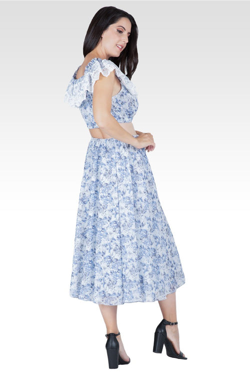 Amina Women's Set Off-Shoulder Top With A-Line Skirt