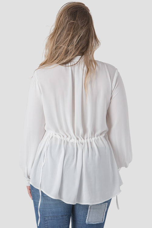 Plus Size Women Mandarin Collar Front Blouse