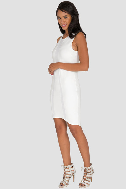 Asymmetrical White Sleeveless Dress