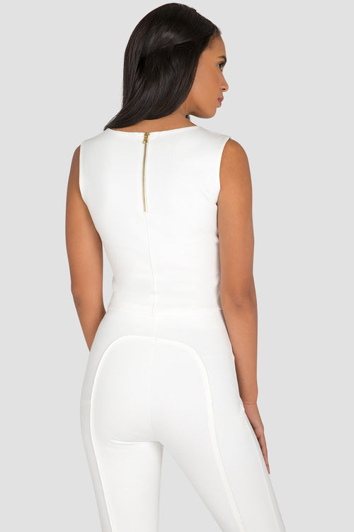 Standards & Practices Sleeveless Skimmer Top in White Ponte