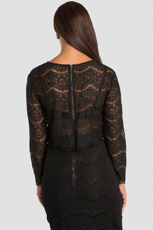 Women Black Lace Crop Top