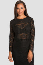 Women Black Lace Skimmer Blouse
