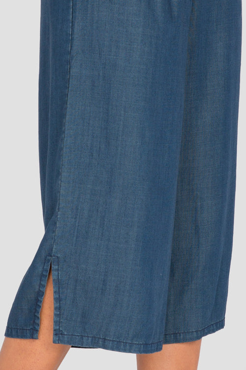 Standards & Practices Women's Wide-Leg Cropped Indigo Jean Gaucho Pants