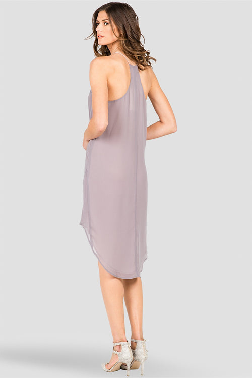 Smoke Gray  Racerback Dress with High-Low Hem