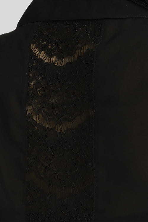 Women's Button-Down Blouse in Black Lace
