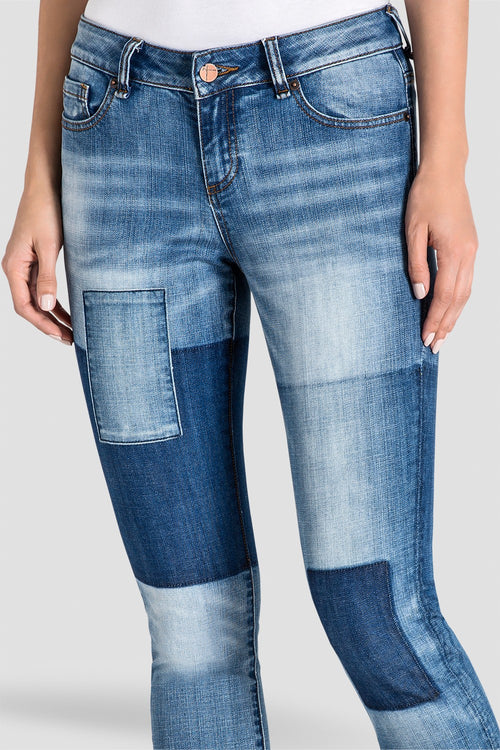 Standards & Practices Women's Patchwork Indigo Stretch Skinny Jeans