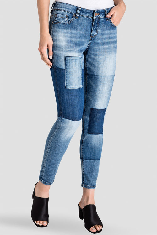 Isabel Patchwork Indigo Stretch Jeans Side
