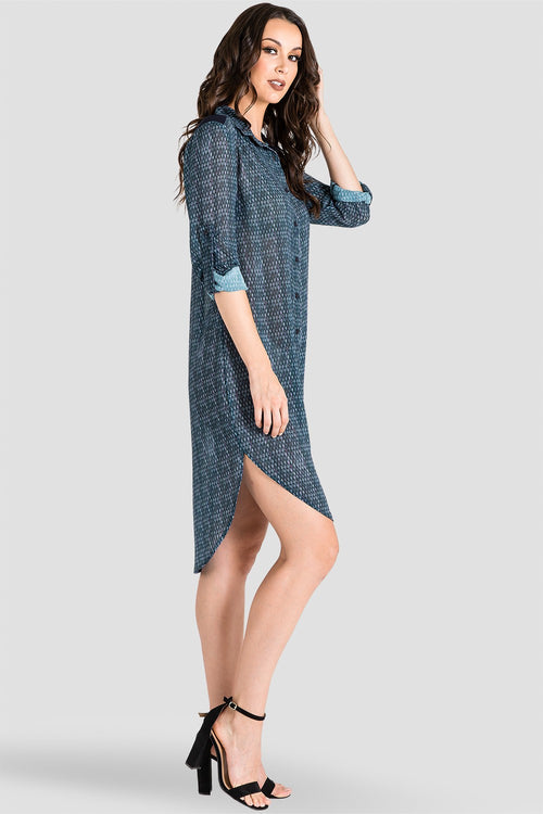 Millicent Snake Charmer Print Chiffon Shirt Dress Side