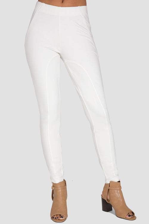 Standards & Practices Women's White Ponte Moto Skinny Pant
