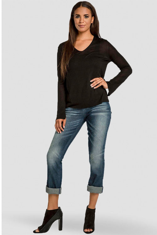 Boyfriend Jeans with Rolled Cuffs