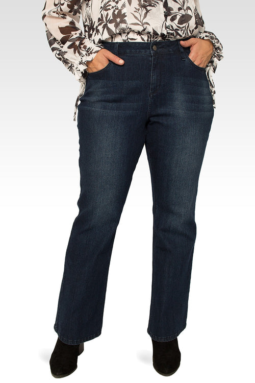 Standards & Practices Plus Size Women's Dark Wash Slim Flare Jeans-1