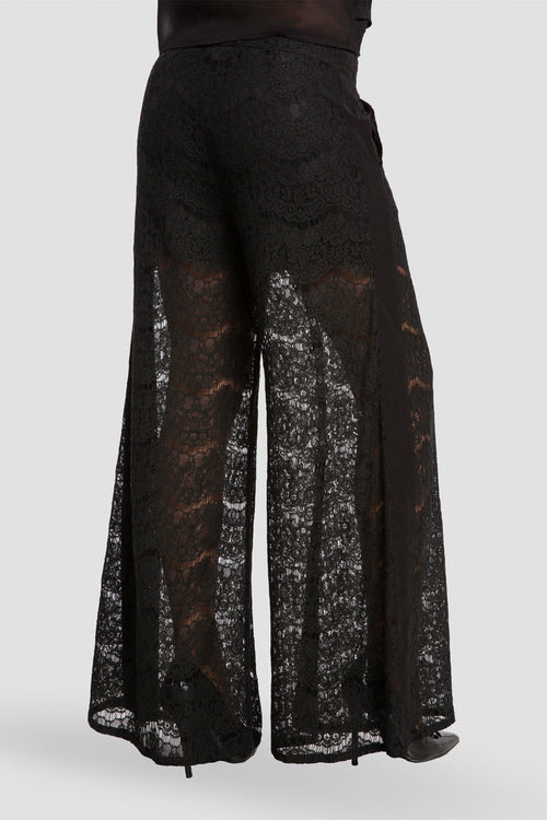 dress up black peekaboo lace palazzo pants