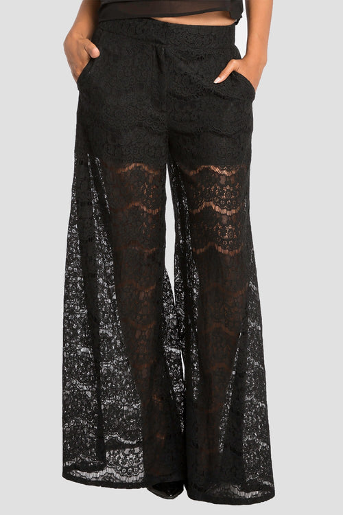 black lace palazzo pants