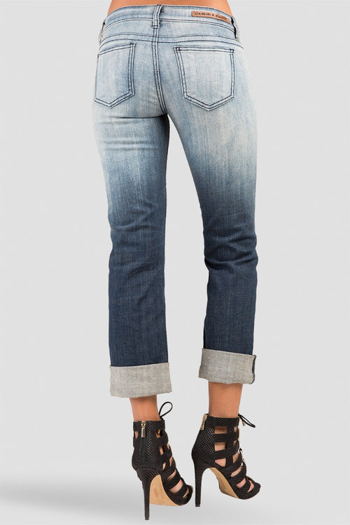 X-Boyfriend Rolled Cuff Ombre Navy Jeans