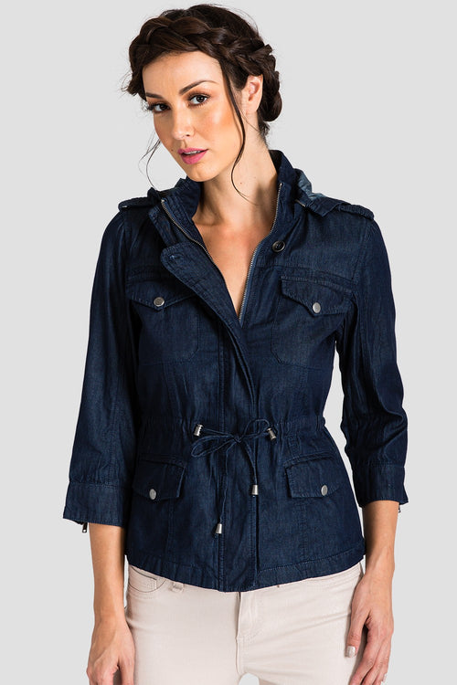Women Chambray Tencel Anorak Jacket