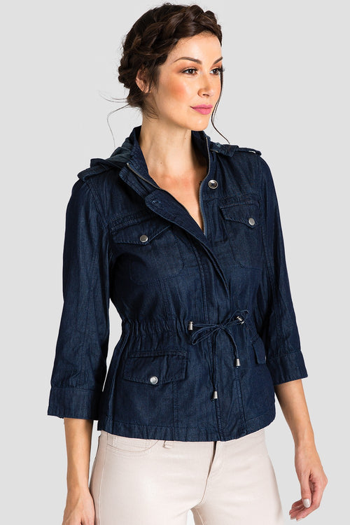 Women Chambray Denim Anorak Jacket