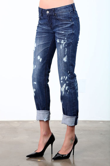 Women Bleach Destroyed Skinny Jeans