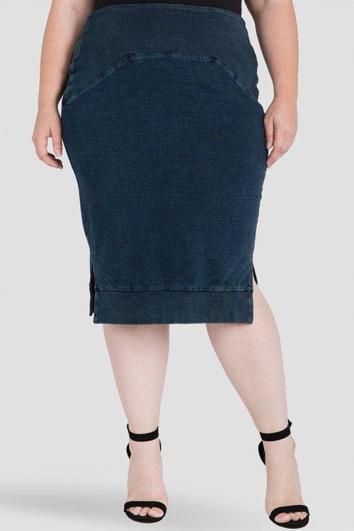 Plus Size Women Indigo Pencil Skirt