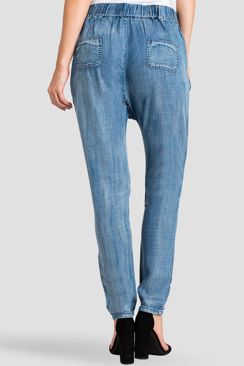 Standards & Practices Contemporary Fashion Women Light Wash Indigo Tencel Jogger Pants 