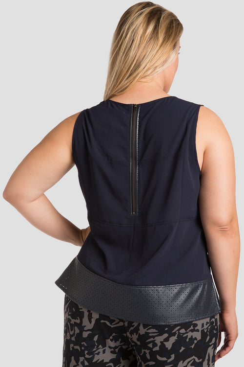 Plus Size Blake Woven Keyhole Tunic Top W Vegan Leather Details