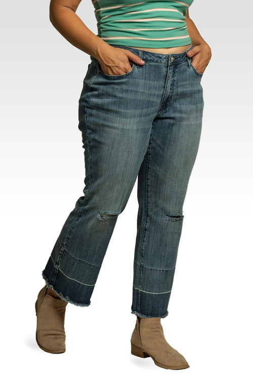 Mary Plus Size High-Rise Cropped Wide Leg Jeans Released Hem