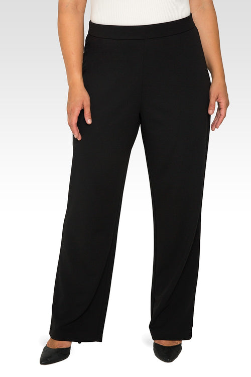 Standards & Practices Plus Size Women's Black High Waist Stretch Crepe Pants-1