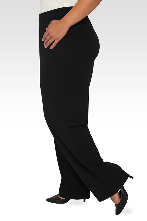 Standards & Practices Plus Size Women's Black High Waist Stretch Crepe Pants-3