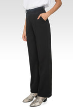Standards & Practices Women's Pintuck Stretch Crepe Wide Leg Trouser - Black-3