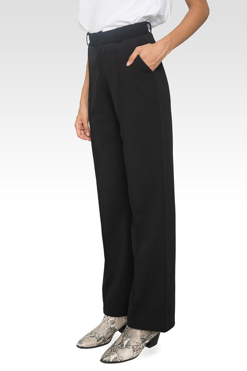 Standards & Practices Women's Pintuck Stretch Crepe Wide Leg Trouser - Black-3