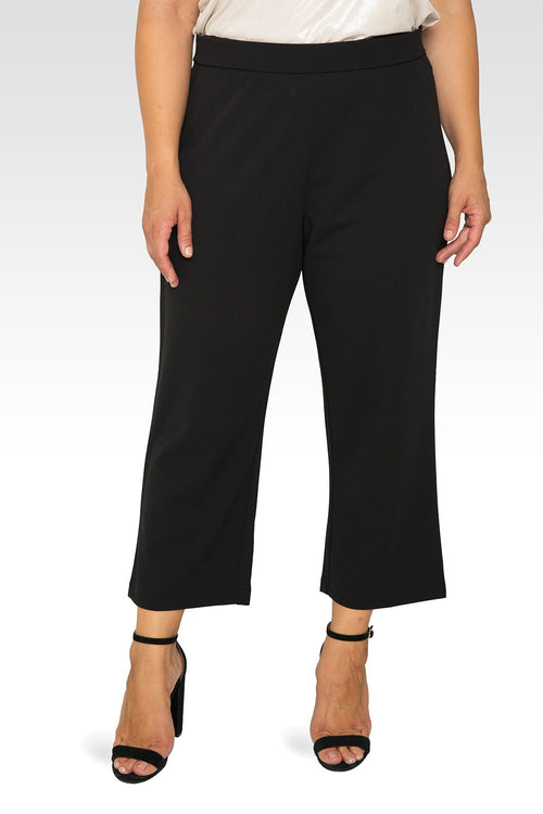 Standards & Practices Plus Size Women's Black High Waist Stretch Crepe 23" Crop Pants-1