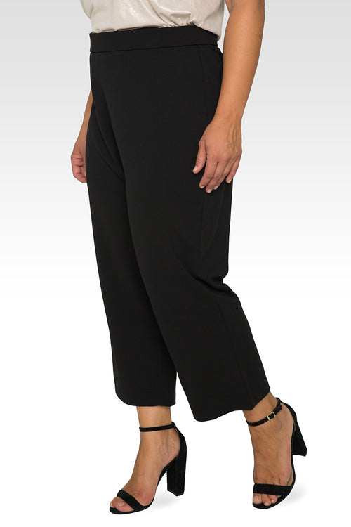 Standards & Practices Plus Size Women's Black High Waist Stretch Crepe 23" Crop Pants-3
