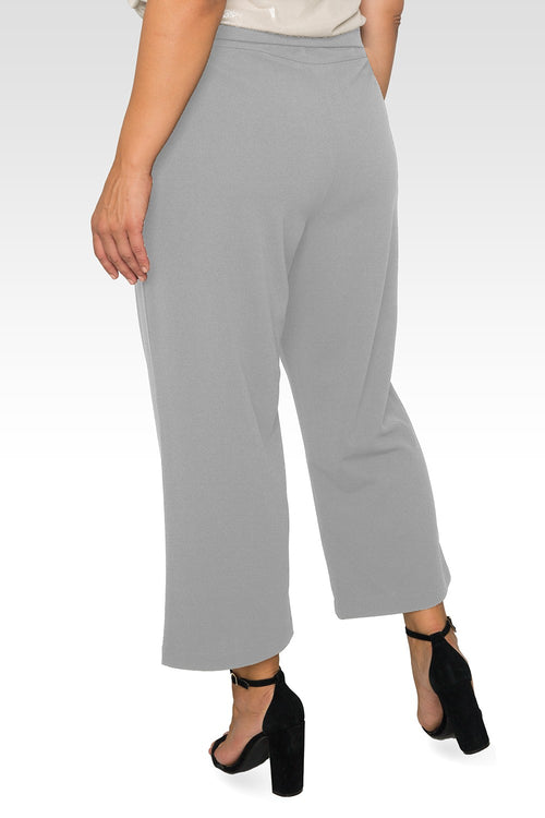 Standards & Practices Plus Size Women's Dark Grey High Waist Stretch Crepe 23" Crop Pants-2