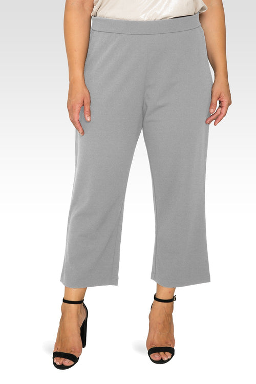 Standards & Practices Plus Size Women's Dark Grey High Waist Stretch Crepe 23" Crop Pants-1