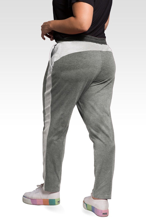 Meghan Women's Plus Size French Terry Reverse Side Panel With Pockets Trouser Jogger