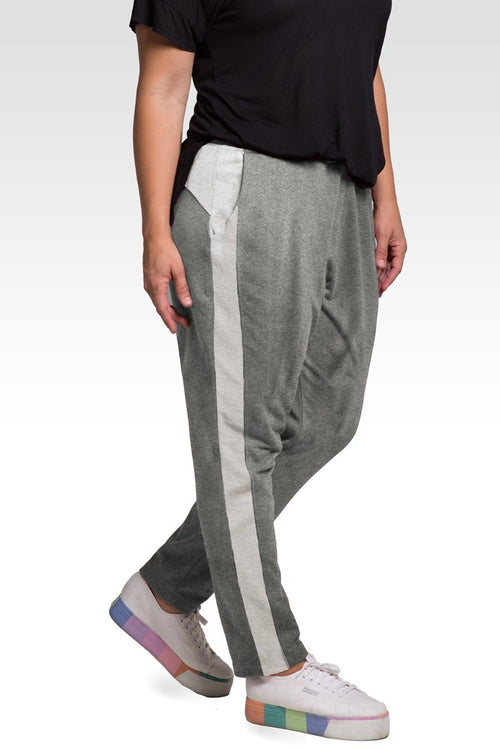 Meghan Women's Plus Size French Terry Reverse Side Panel With Pockets Trouser Jogger