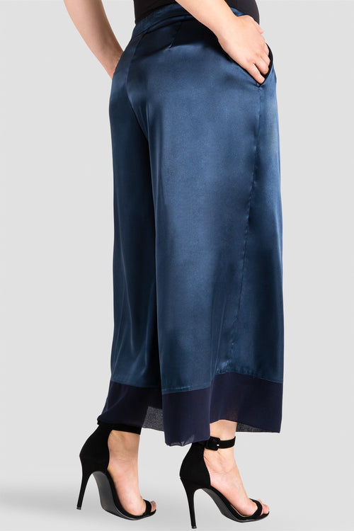 standards & practices silky sateen gaucho pants midnight blue 