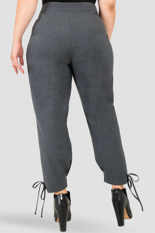 Plus Size Standards & Practices Robie Double-Button High Waist Midnight Blue Ankle Tie Cuff Trousers