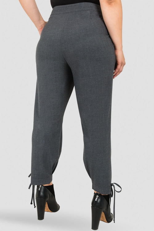 Plus Size Standards & Practices Women's Curvy Fit Robie Double-Button High Waist Midnight Blue Ankle Tie Cuff Trousers
