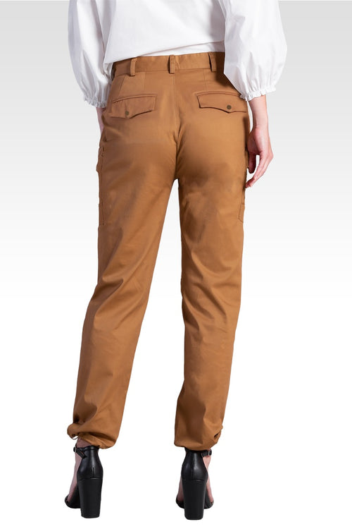 Feza Women's Poplin Cargo Pants with Bungee Cord Hem