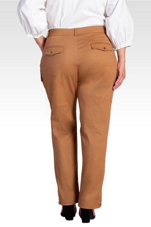 Feza Women's Plus Size Poplin Cargo Pants with Bungee Cord Hem