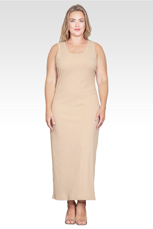 Zeypher Women's Plus Size Sleeveless Rib-Knit Maxi Dress