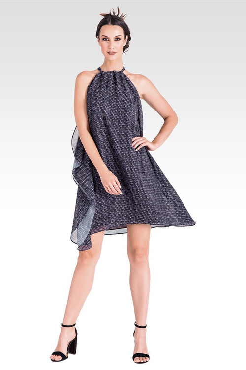 Channing Snakeskin Choker Trapeze Chiffon Dress