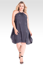 Plus Size Snakeskin Halter Chiffon Trapeze Dress 